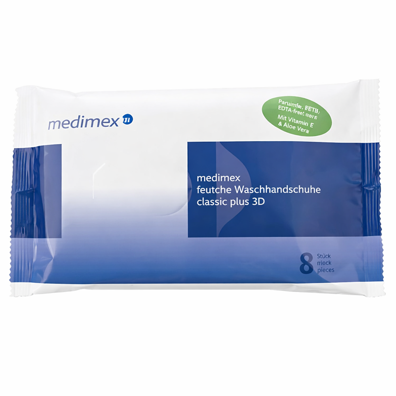 Wet & Disinfectant Wash Mitts (8 pieces) · MediMex classic plus 3D Antibac